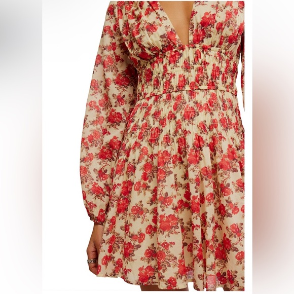 Free People Women’s Keep You Mini Dress New Floral Print Lined Cotton size M - Picture 13 of 15